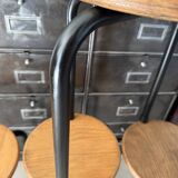 Series of 4 metal and wood school stools