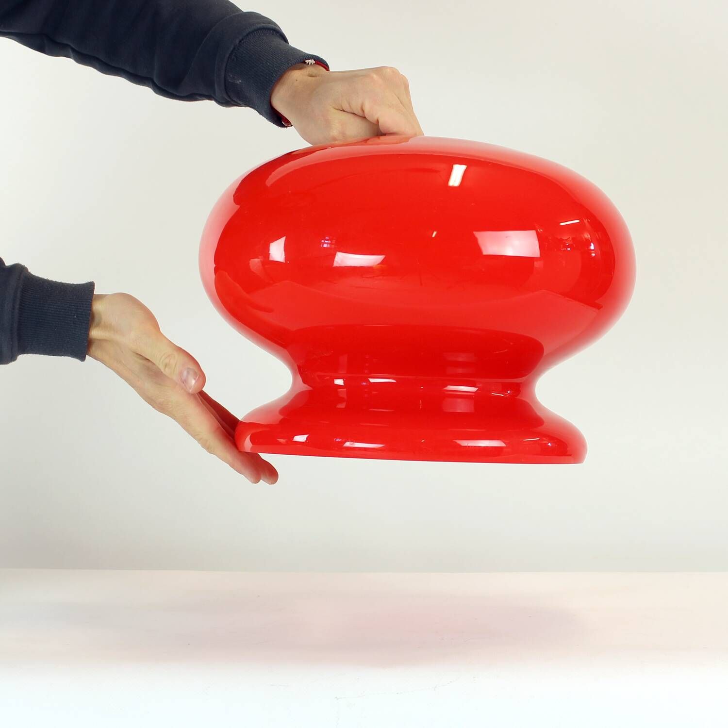 Mid-century red opaline glass ceiling light shade by OPP Jihlava, Czechoslovakia, 1960s