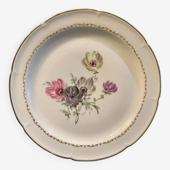 Set of 6 Limoges porcelain flat plates - Anémones