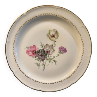 Set of 6 Limoges porcelain flat plates - Anémones