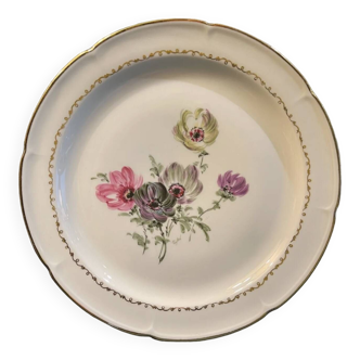 Lot de 6 assiettes plates en porcelaine de Limoges - Anémones