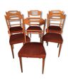 6 chaises italiennes 1960 bois blond velours de soie