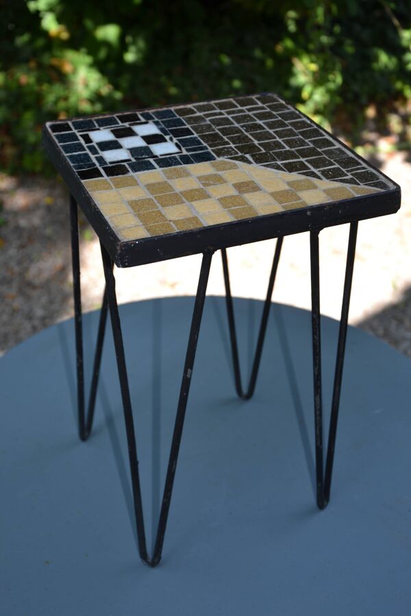 Bout de canapé/porte plante en fer et mosaïque