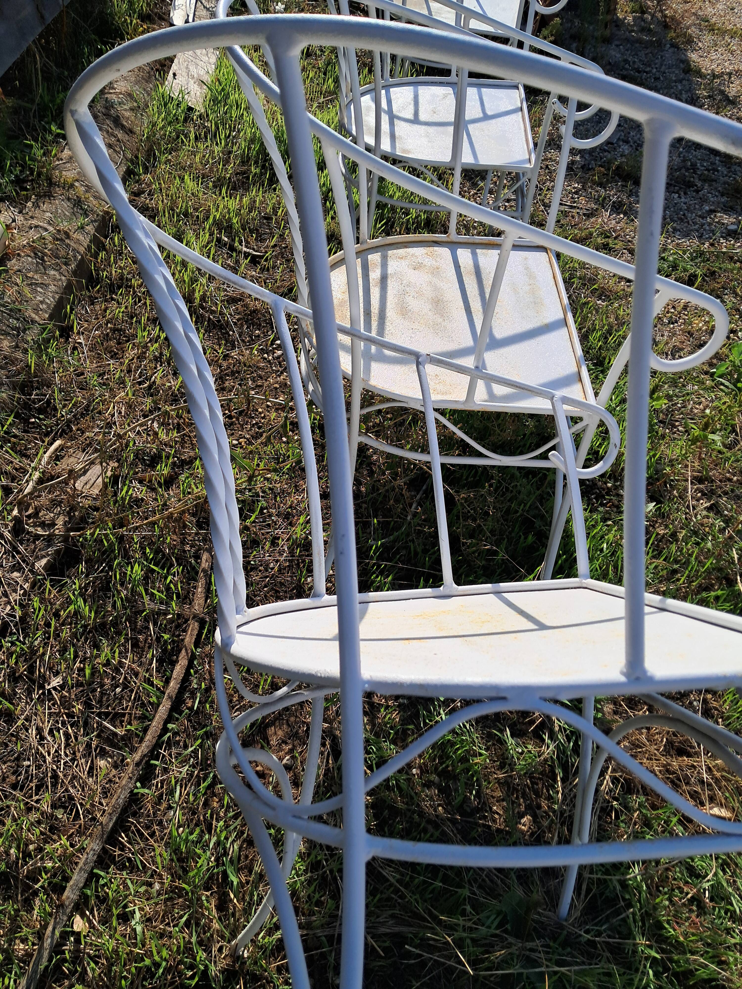 suite de 4 fauteuils de jardin en metal