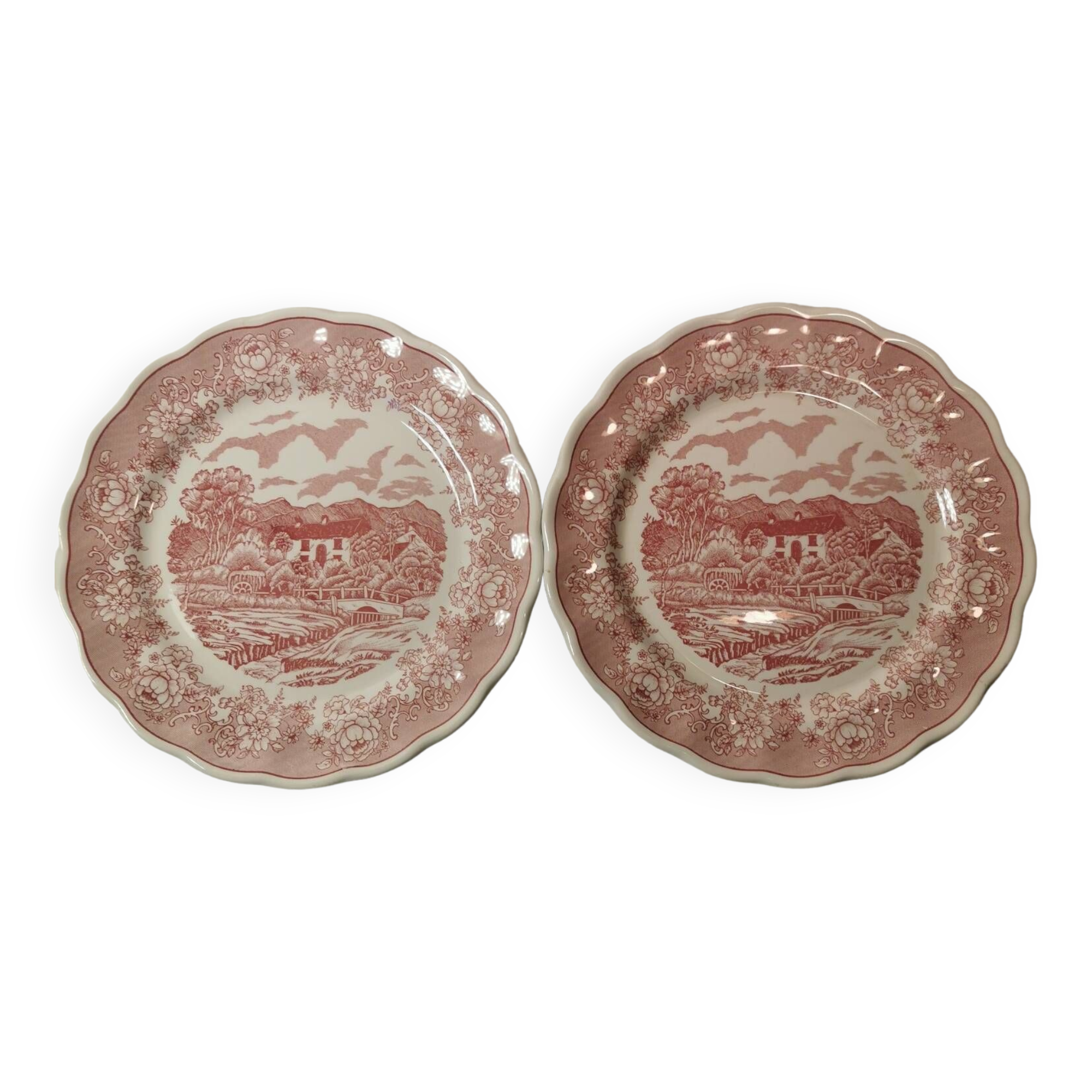 2 flat plates n. fontebasso 1760. pink color. tbe