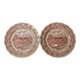 2 flat plates n. fontebasso 1760. pink color. tbe