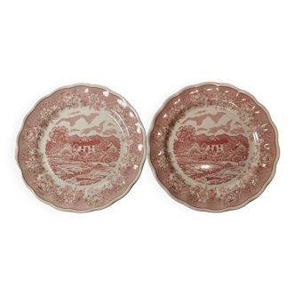 2 flat plates n. fontebasso 1760. pink color. tbe