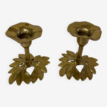 Brass flower candle holders