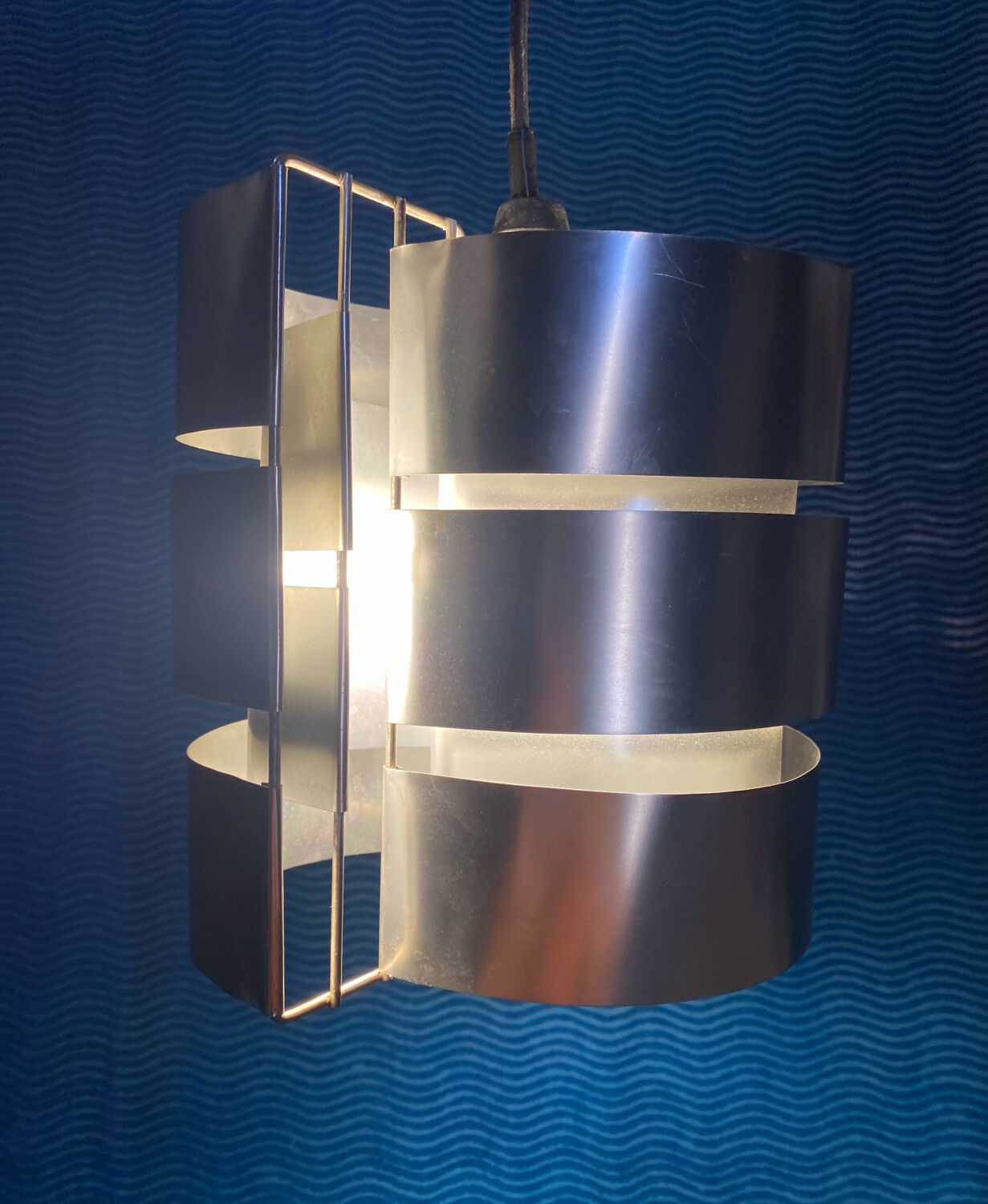 VINTAGE 1970 SPACE AGE BRUSHED ALUMINIUM LAMP/SUSPENSION MAX SAU