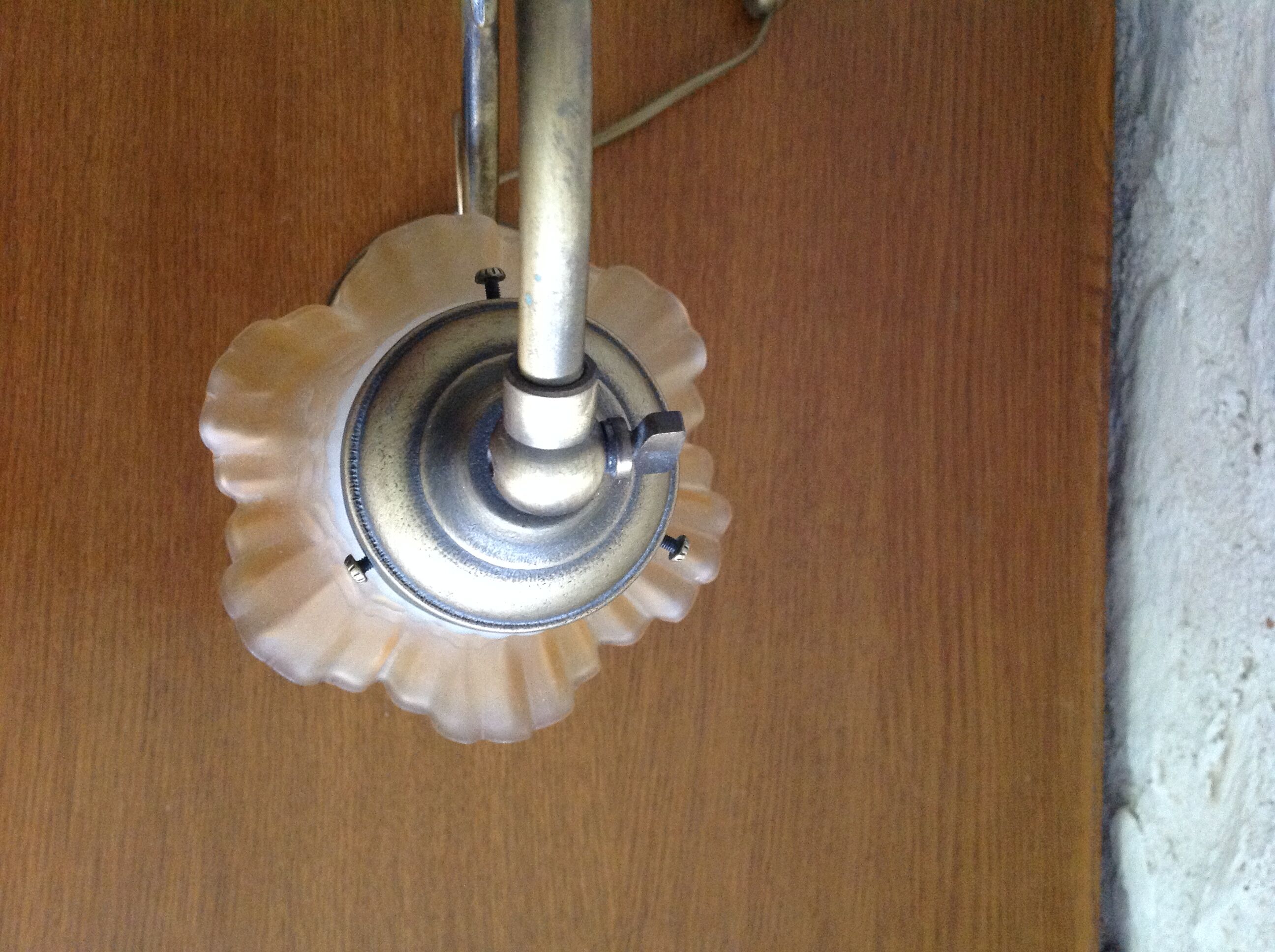 Old table lamp brass vintage tulip glass