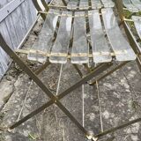 4 folding chairs garden style gilded metal structure and plexiglass slats