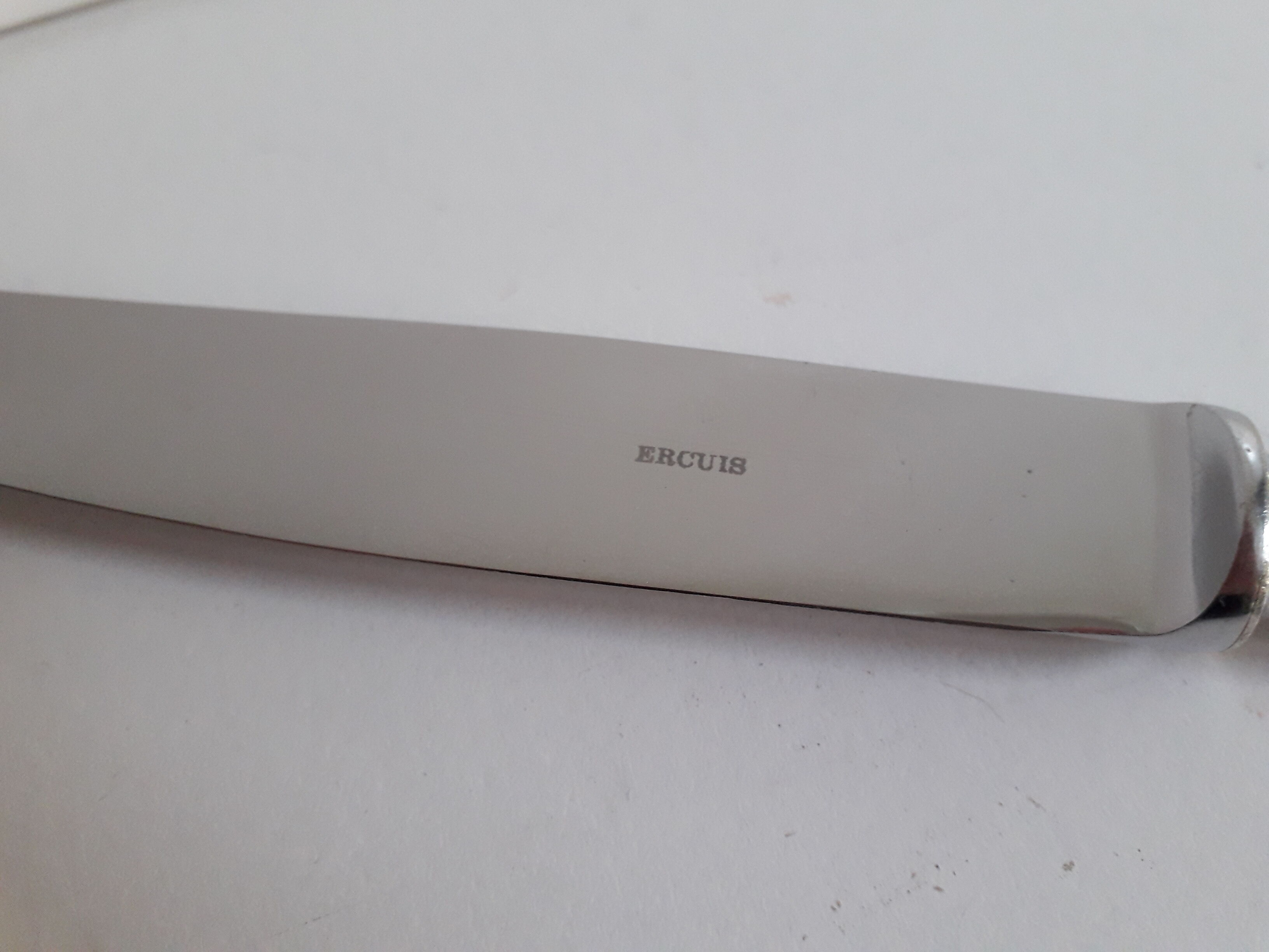 Ercuis set of 12 knives silver metal and stainless steel model Violin