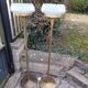 Pair of floor lamps gilded brass and glass maison Arlus 1950s