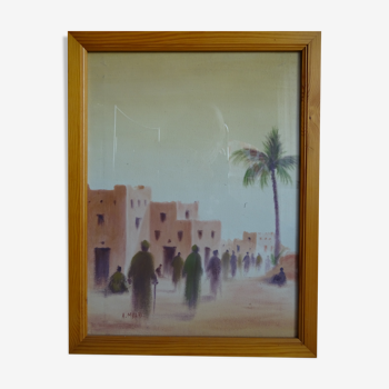 Oil on canvas signed representing a scene from North Africa