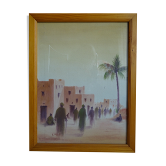 Oil on canvas signed representing a scene from North Africa