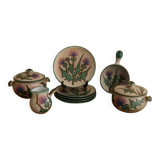 Service en ceramique vallauris 60s decor chardons