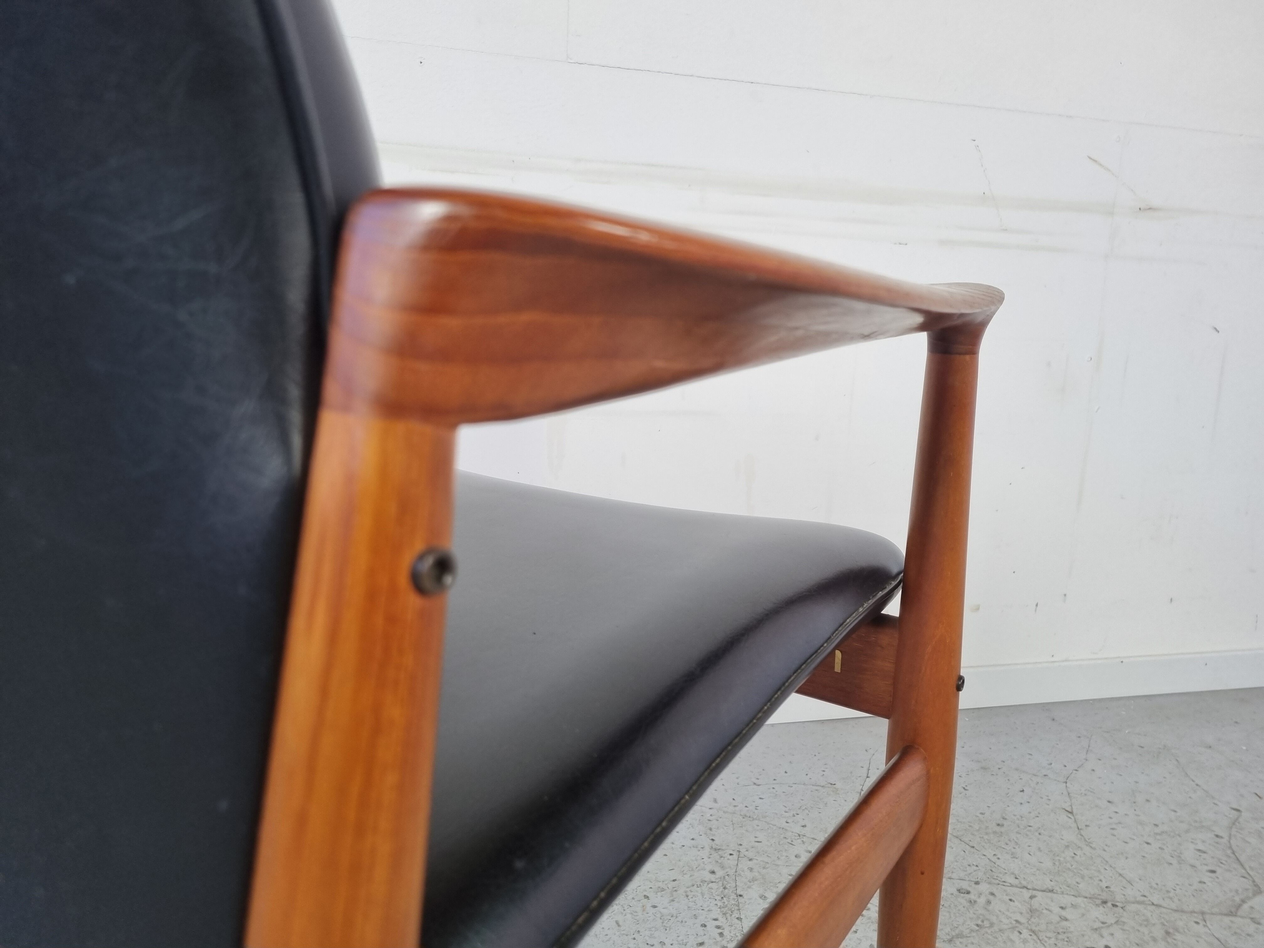 Teak and Skai office chair from Grete Jalk for Glostrup, 60s