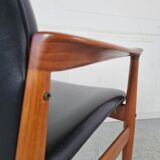 Teak and Skai office chair from Grete Jalk for Glostrup, 60s