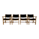 Set of 4 armchairs stamped Hans Wegner "Scandinavian design" 1960.
