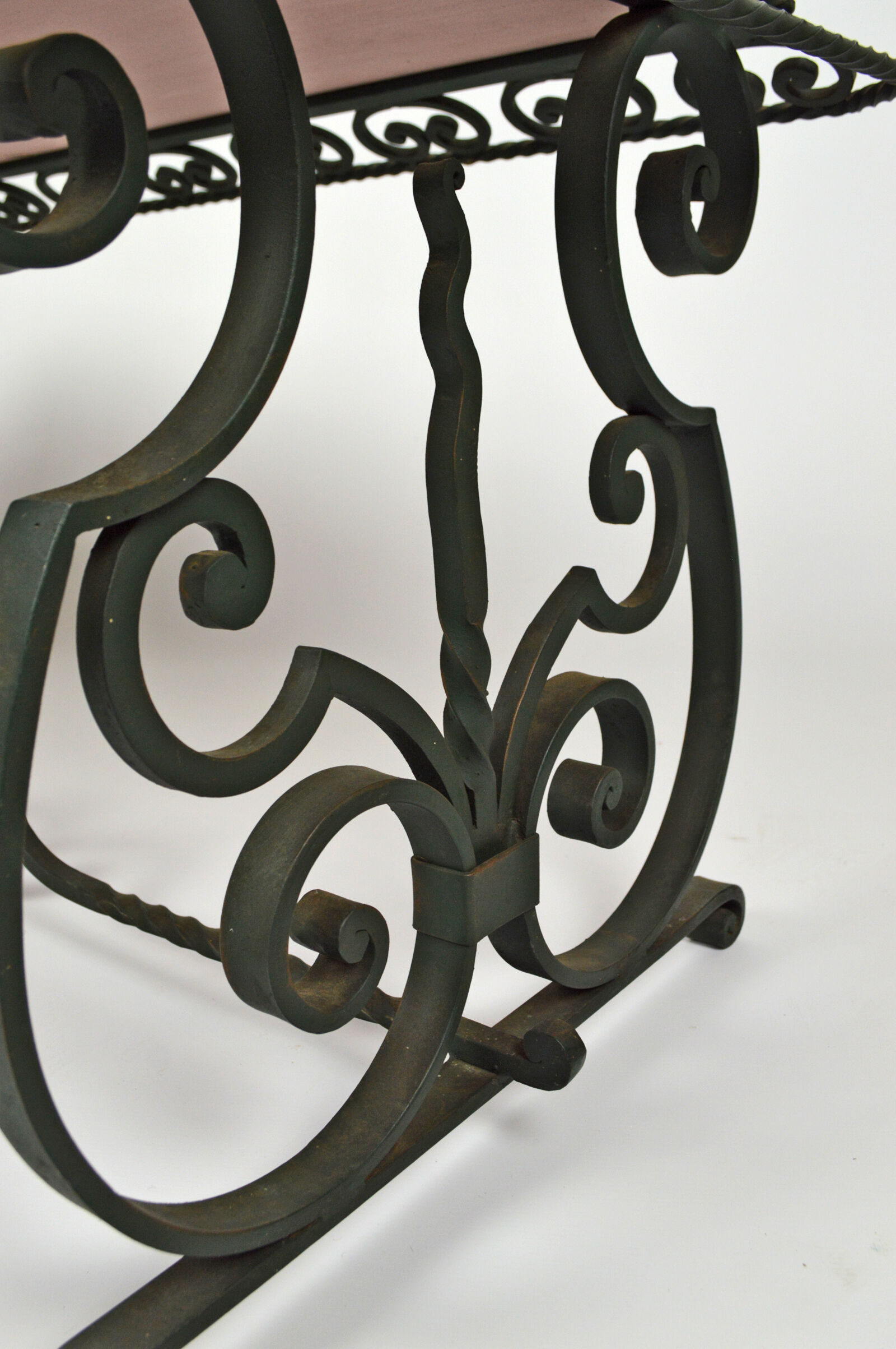 Coffee table in marble and wrought iron, circa 1940