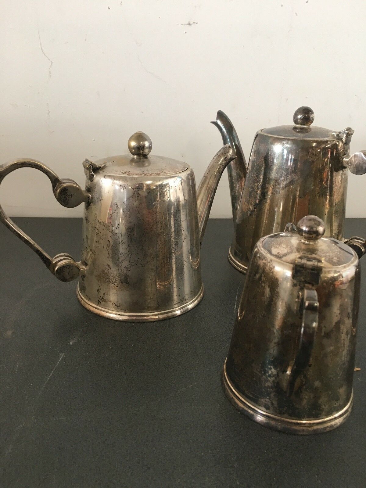 Service 4 pièces Thé/Café en métal argenté