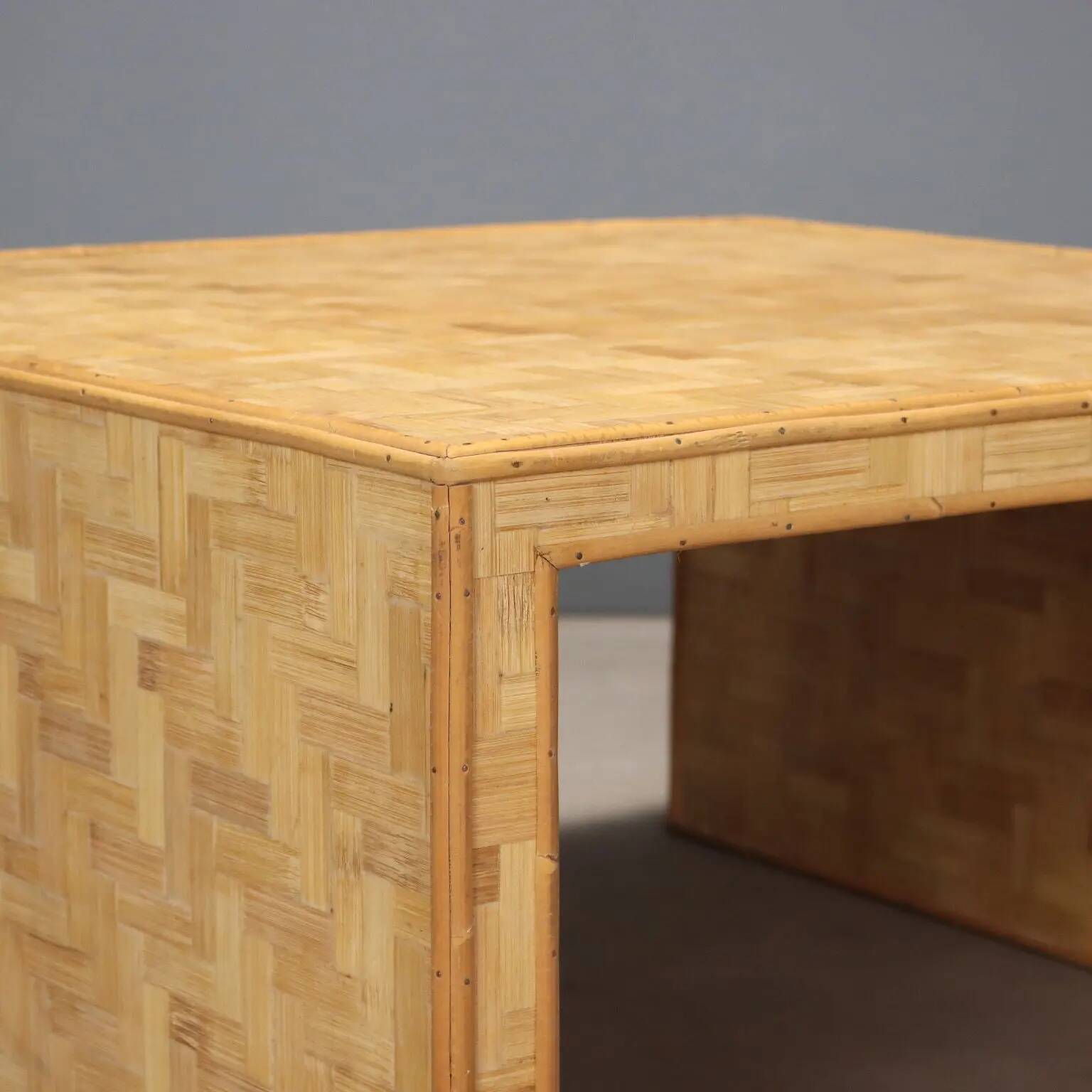 Vintage wooden coffee table with inlays, Italian design, 1970s.