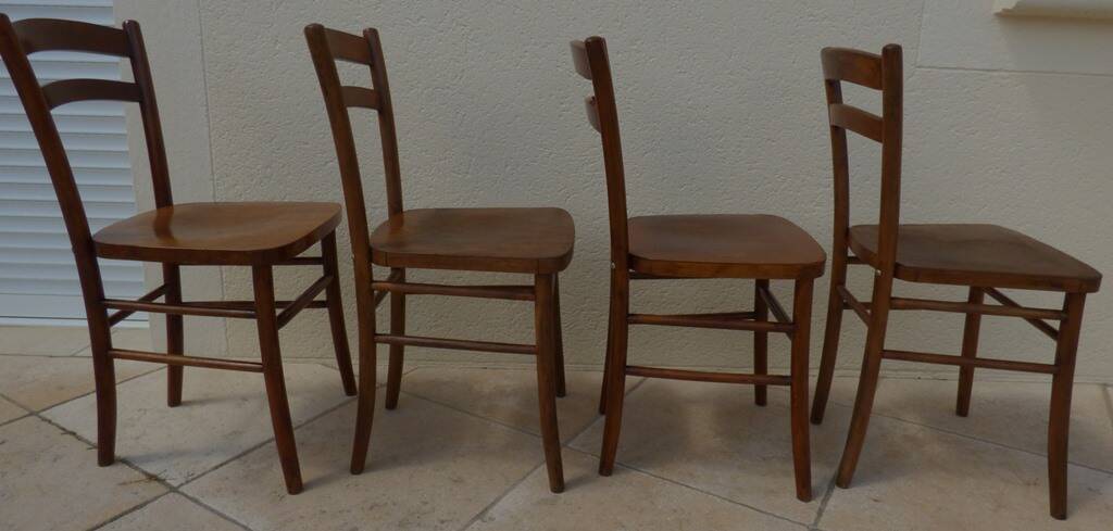 4 Lutherrma brand bistro chairs in their patinas – Very good condition