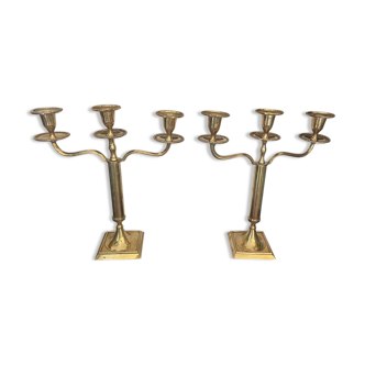 Paire de chandeliers en laiton