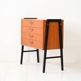 Table de chevet vintage scandinave en teck avec quatre tiroirs