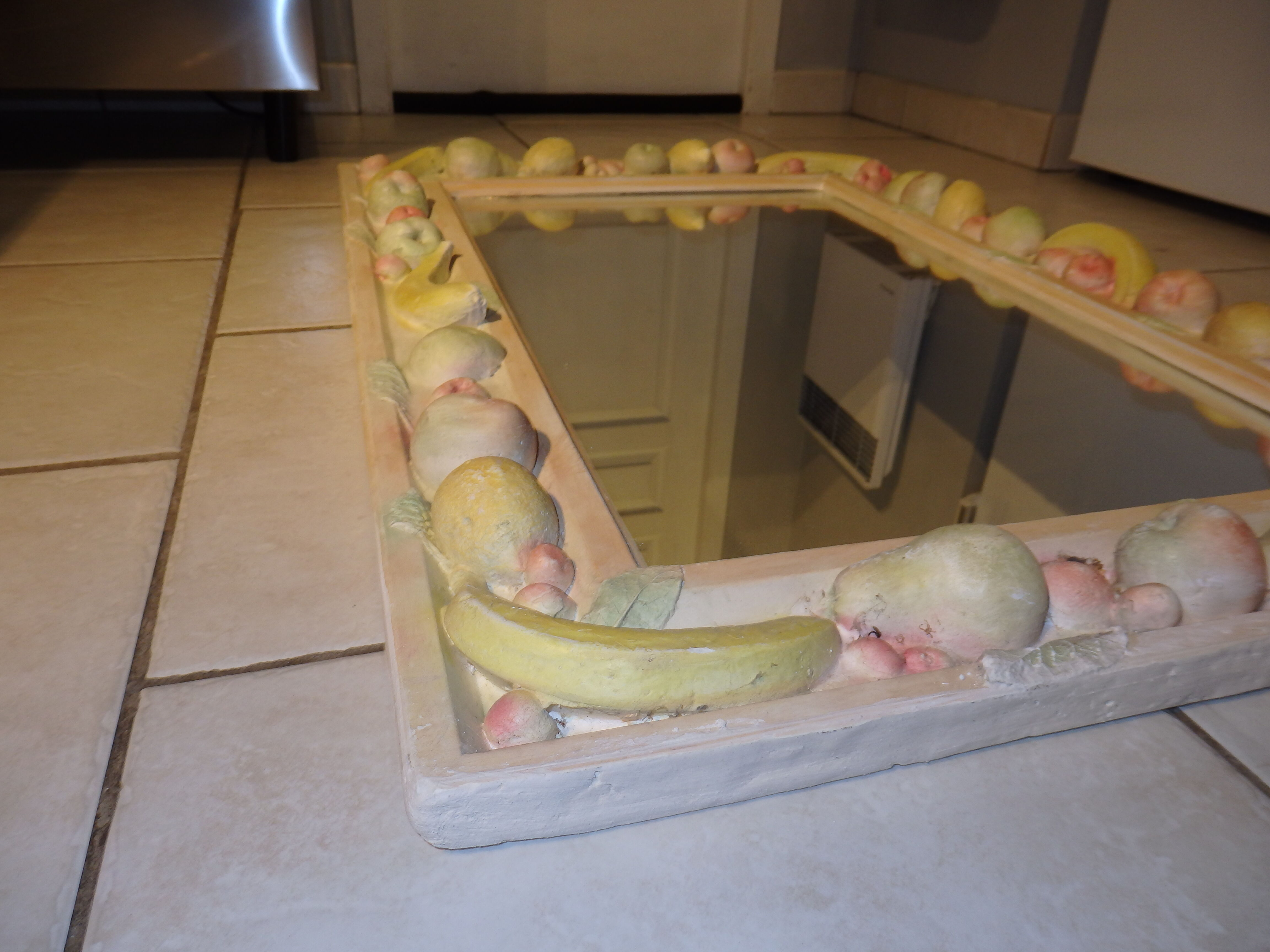 Vintage mirror year 70 80 Decorative Plaster Fruit Decorations