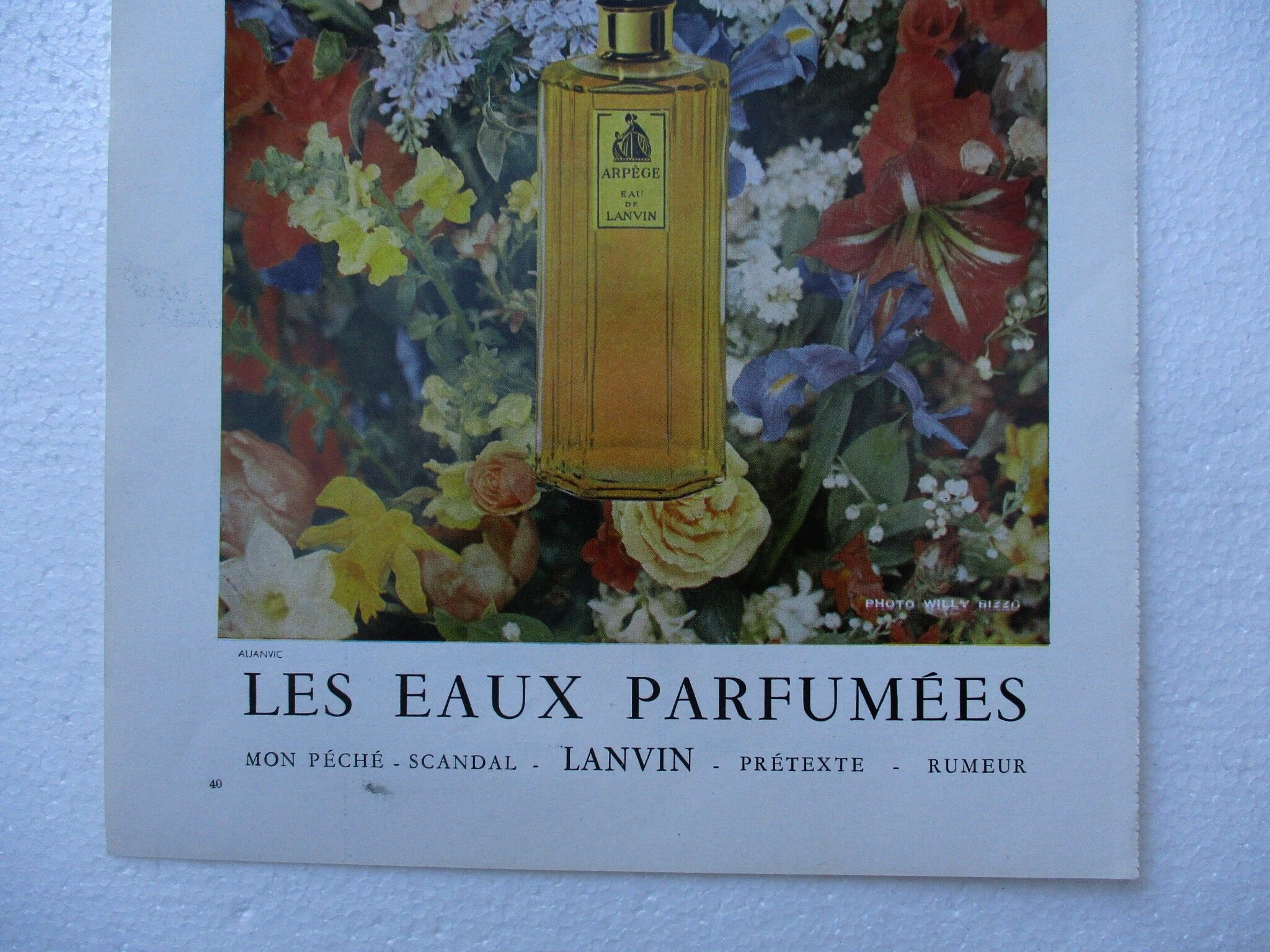 Old advertising lanvin scented waters, 50s