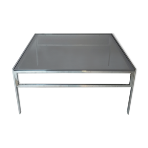 Table basse chrome et verre fumé