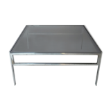 Coffee table chrome and smoked glass