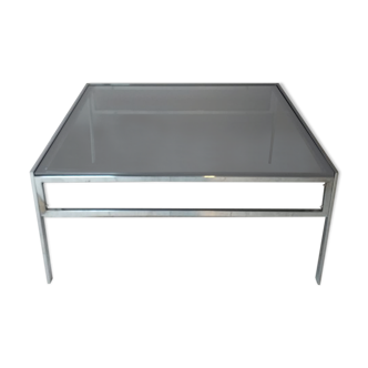 Coffee table chrome and smoked glass