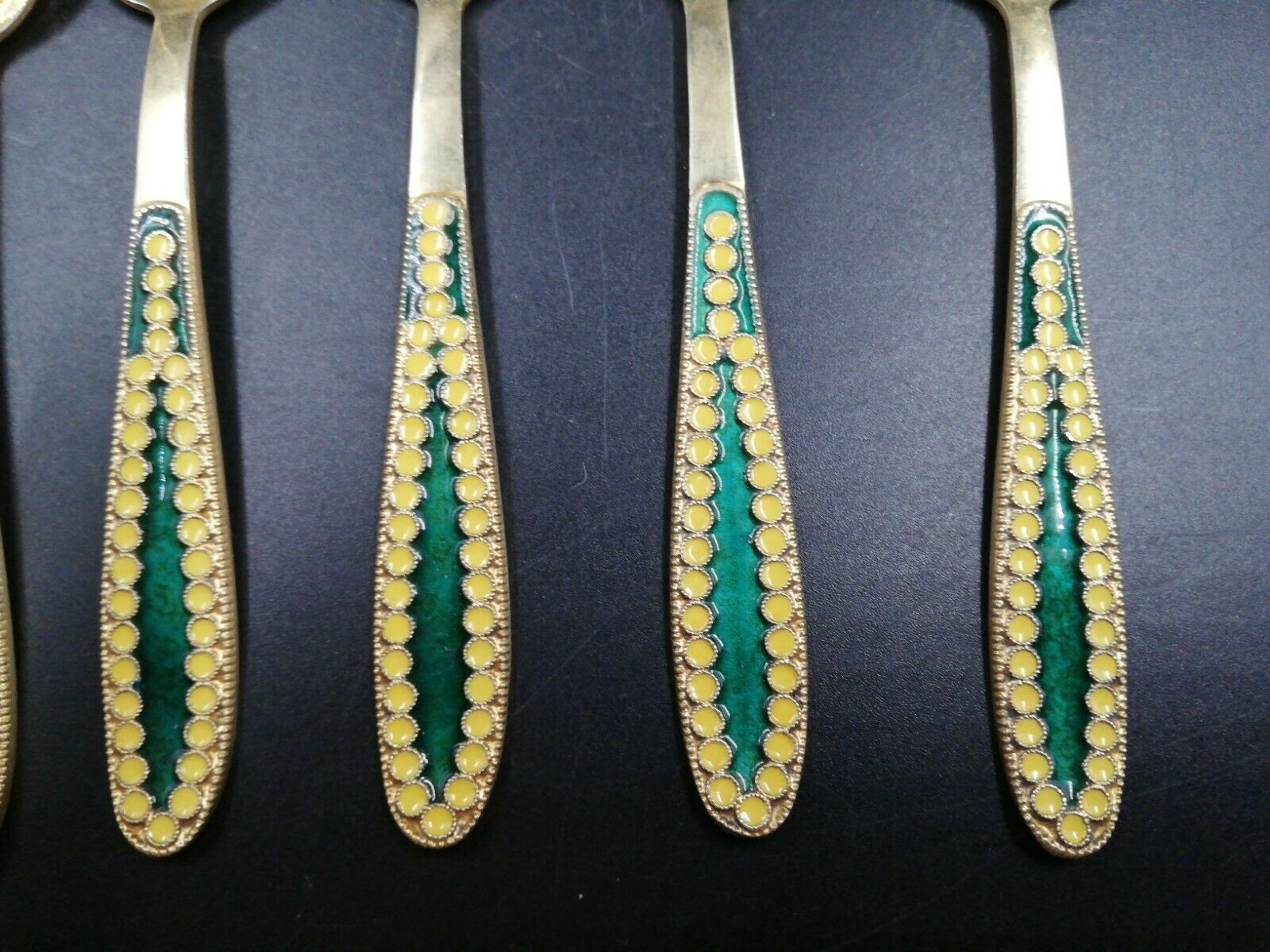 Lot of 6 russian solid silver spoons enamelled