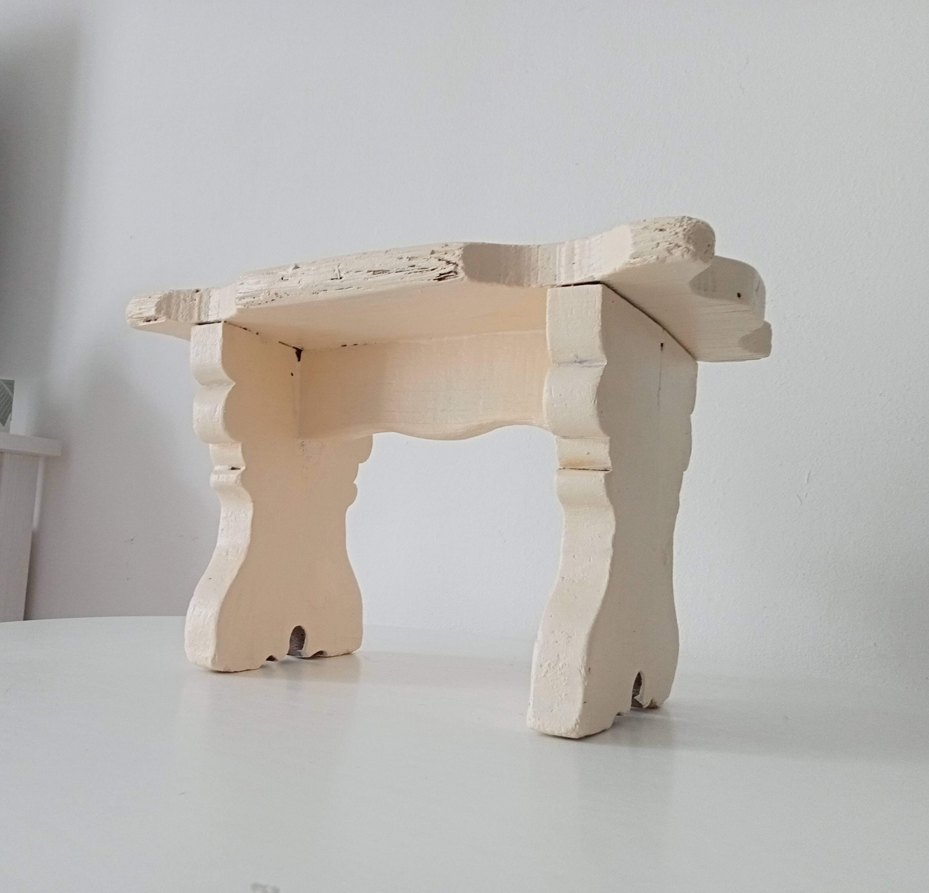 Antique carved solid wood stool