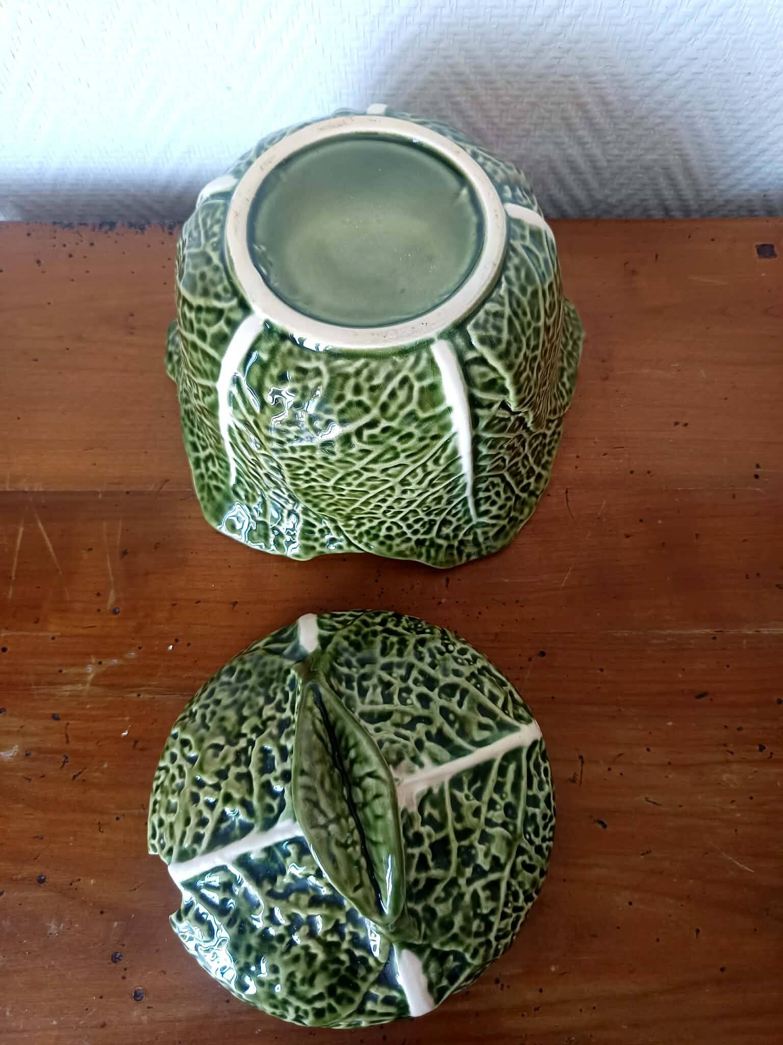 Vintage soup tureen cabbage in faience