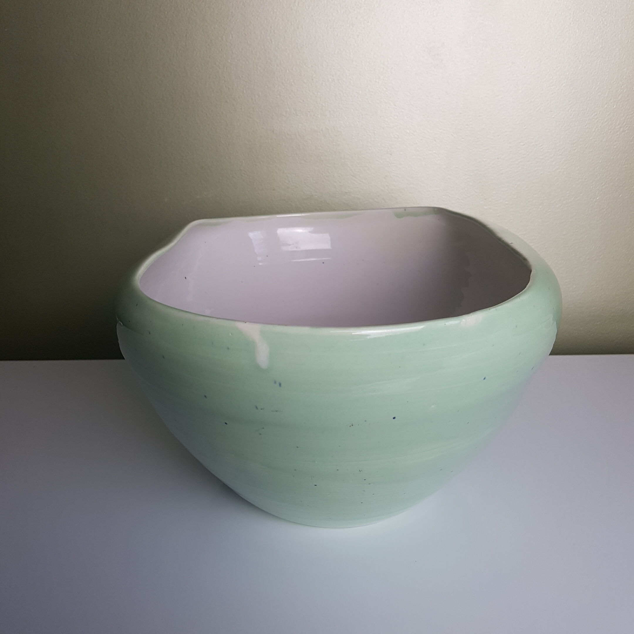 Bowl cut fruit in ceramic free-form 1958 email Green