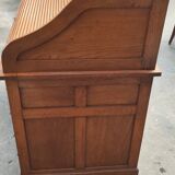 Old American desk in solid oak with S-shaped shutter
