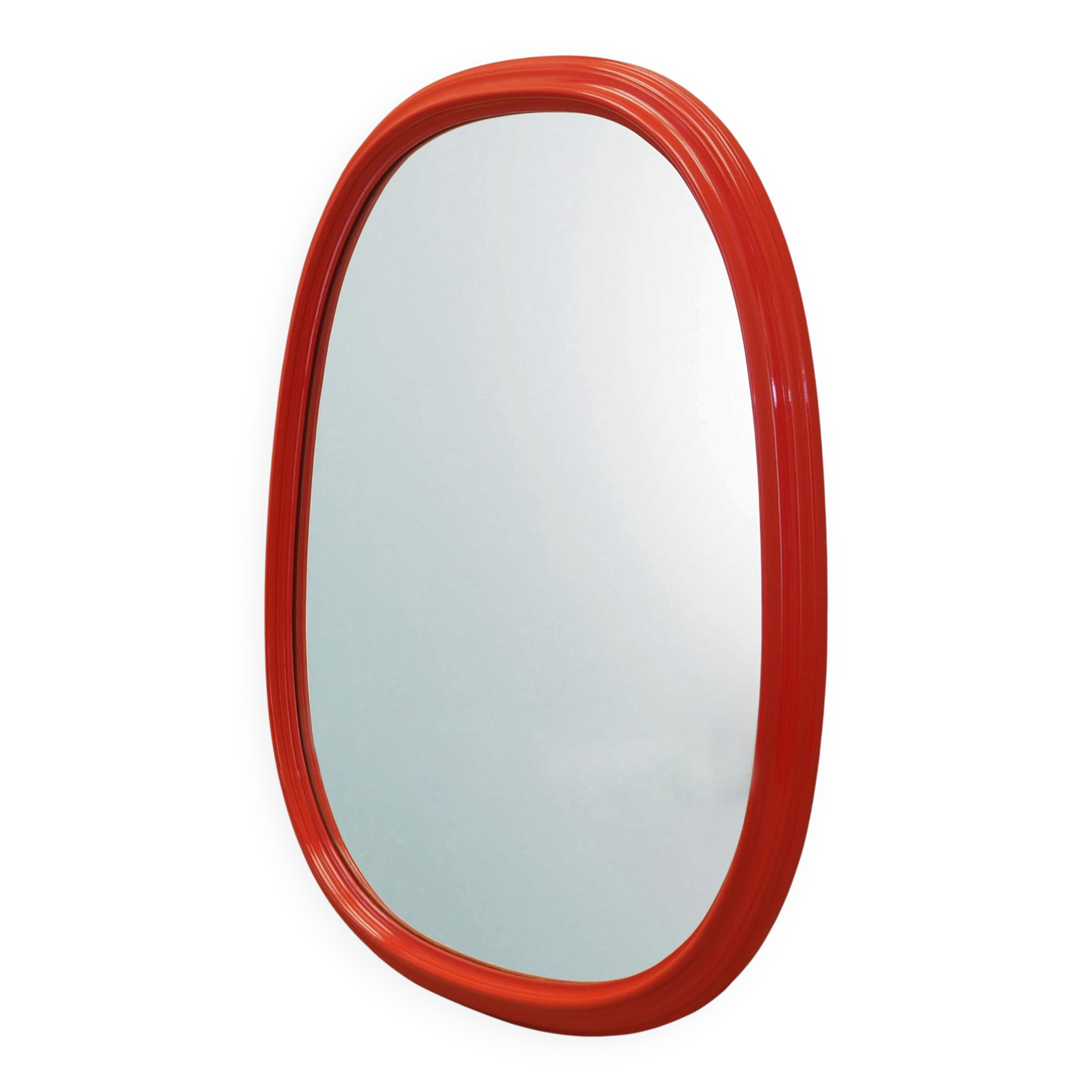 Mirror in a red frame, Danish design, 1970s, made in Denmark