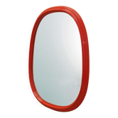 Miroir dans un cadre rouge, design danois, années 1970, fabriqué au Danemark