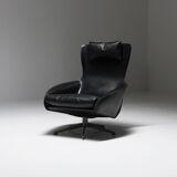 Fauteuil Cab 423 en cuir noir par Mario Bellini pour Cassina