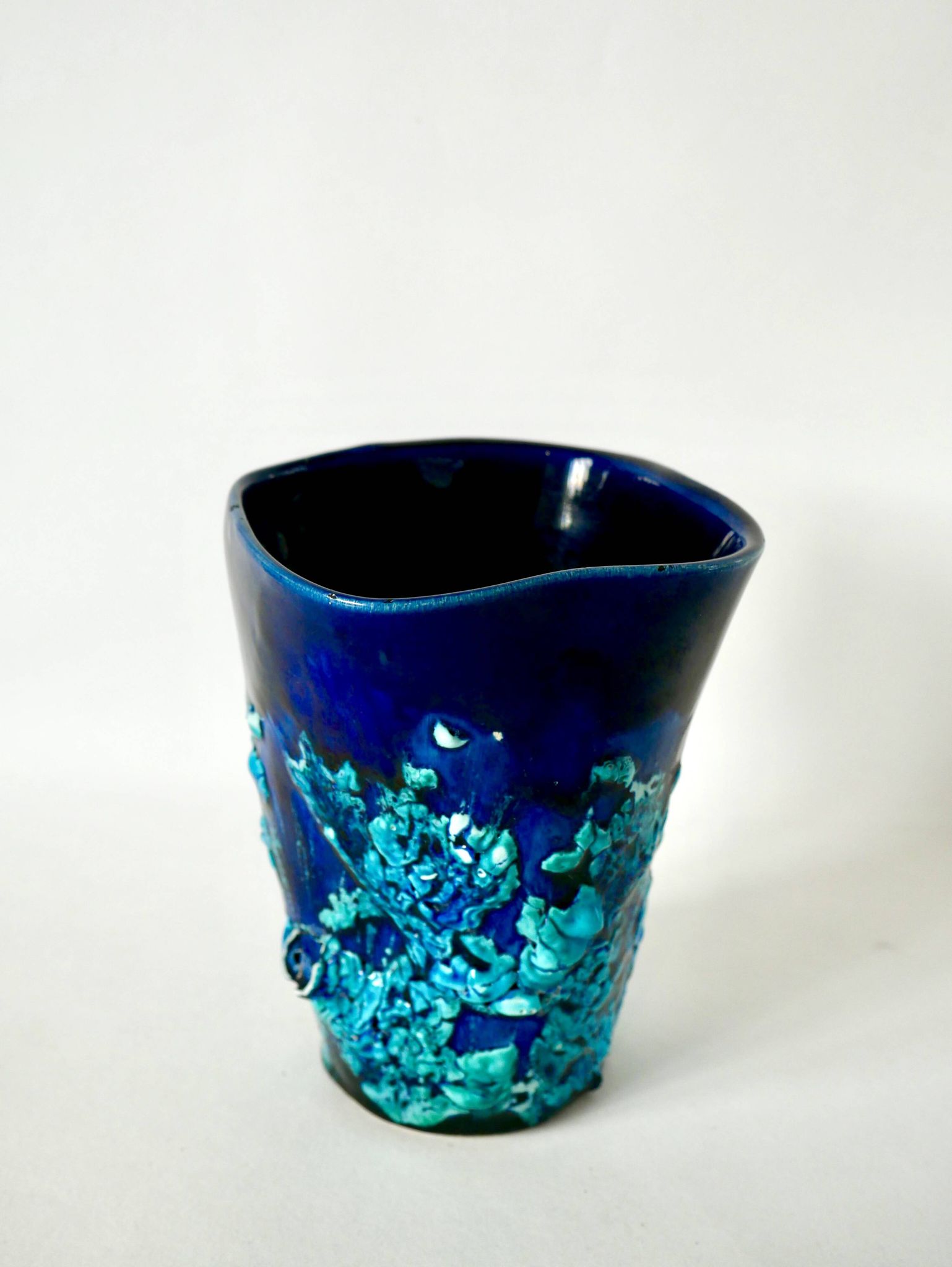 Fat Lava blue ceramic vase from the 70s