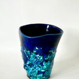 Fat Lava blue ceramic vase from the 70s