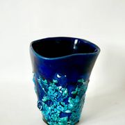 Fat Lava blue ceramic vase from the 70s