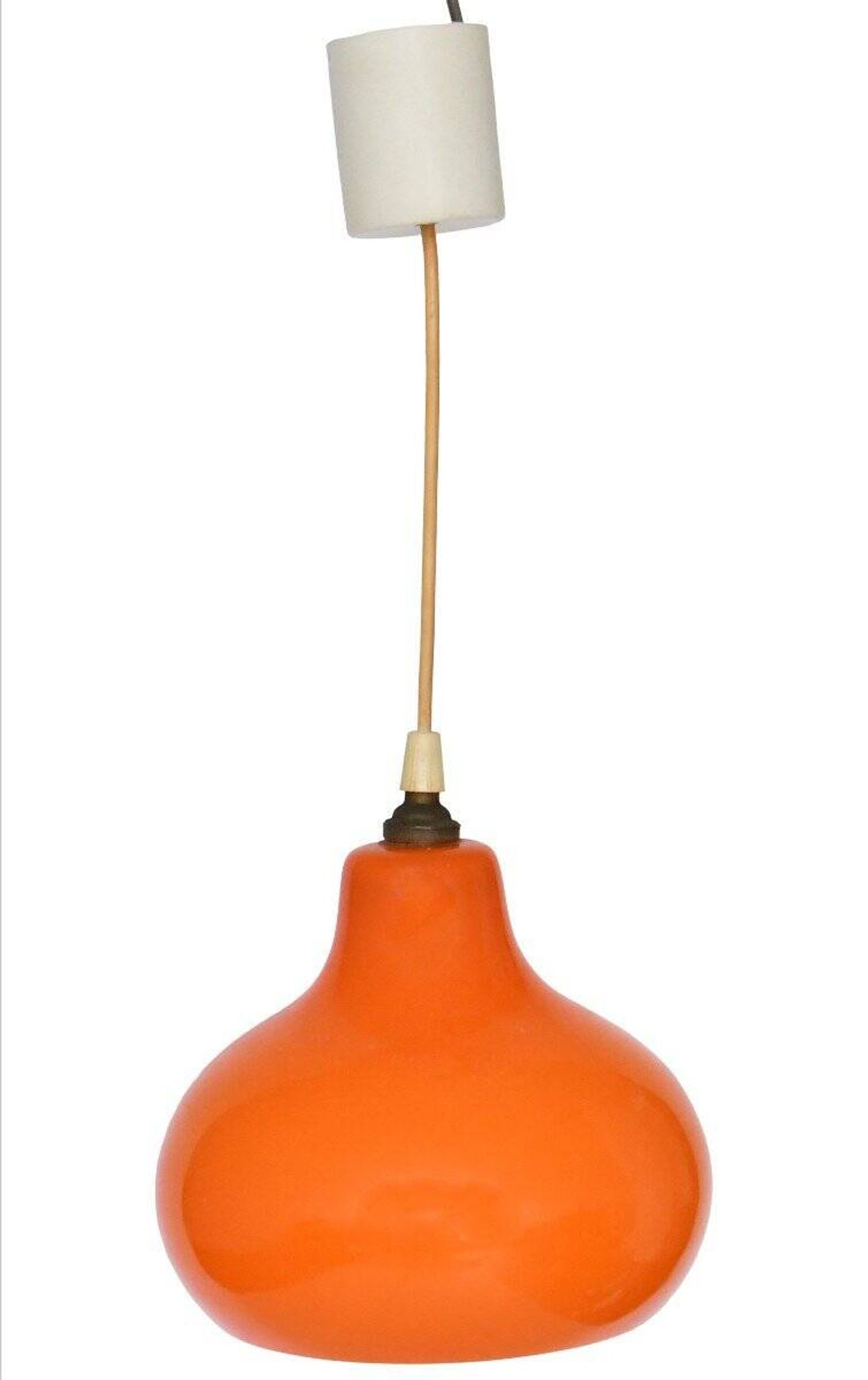 Suspension en opaline orange des années 1960