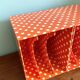 Vinyl storage cube - orange with white polka dots