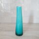 Curved turquoise blue blown glass soliflore vase