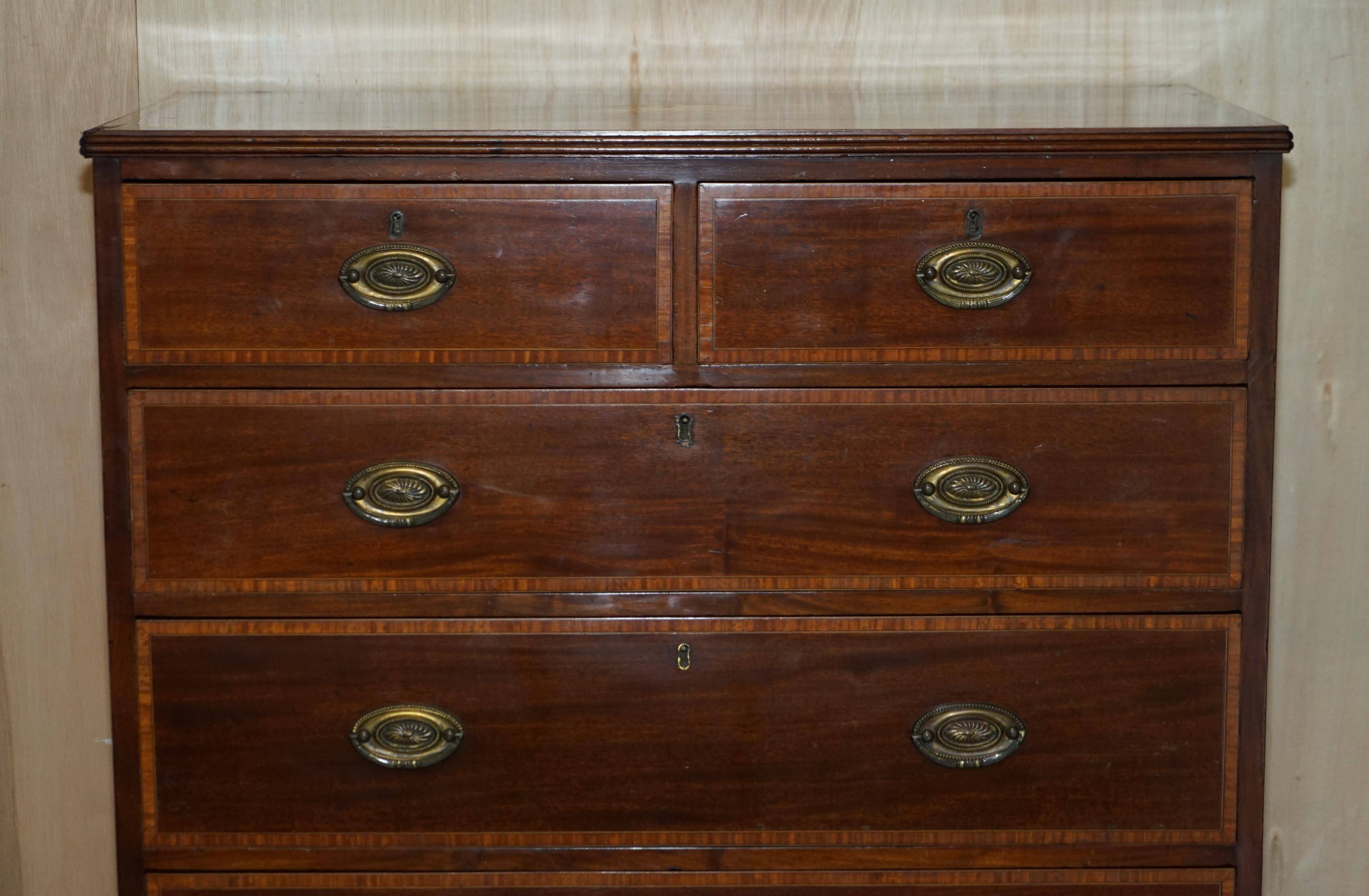 Antique Sheraton style commode by F. Thomas in hardwood and satinwood.
