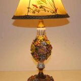 Lamp or night light bronze and ceramic glazed flowers